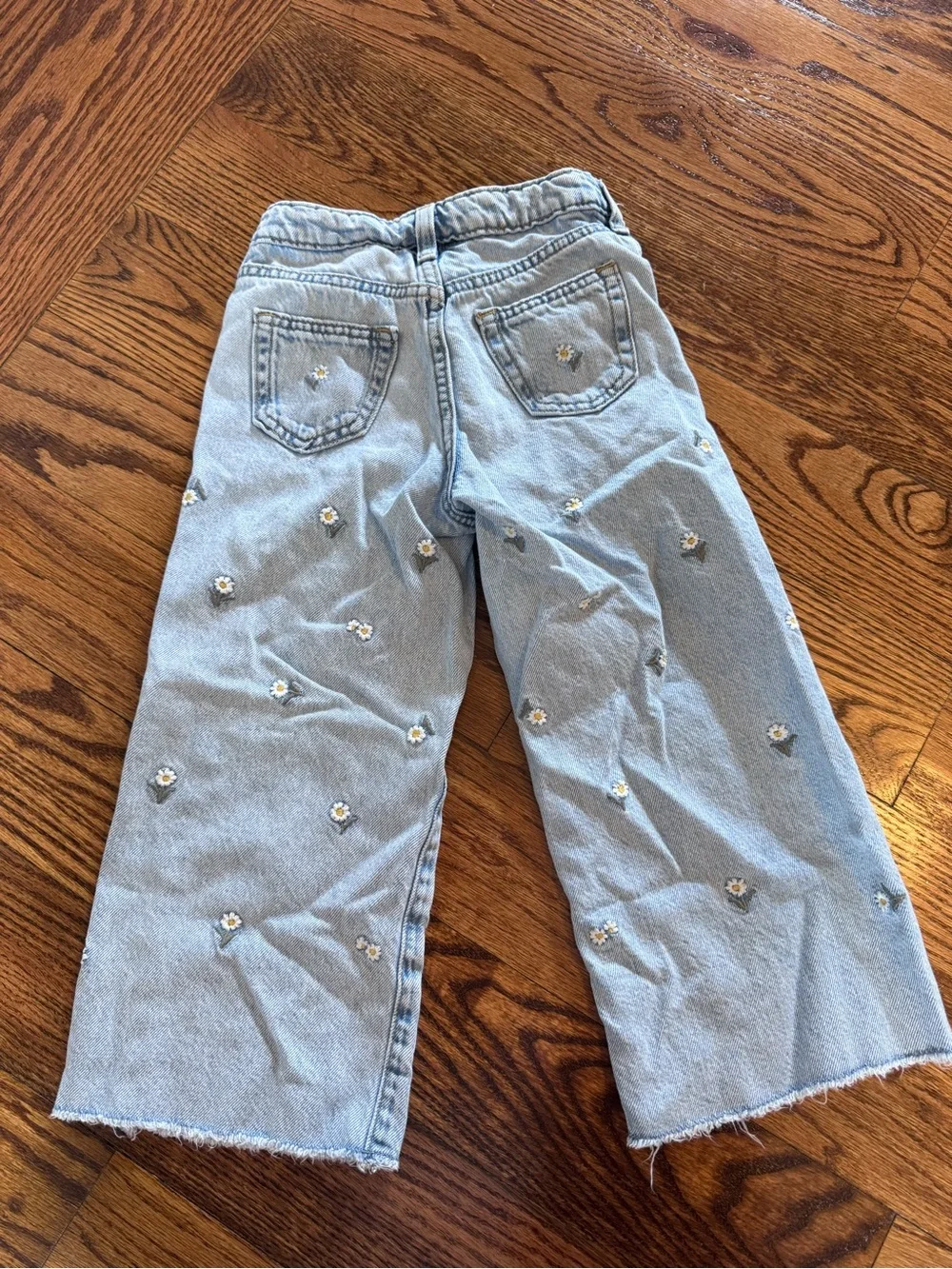 GAP Light Blue Daisy Embroidered Wide-Leg Jeans